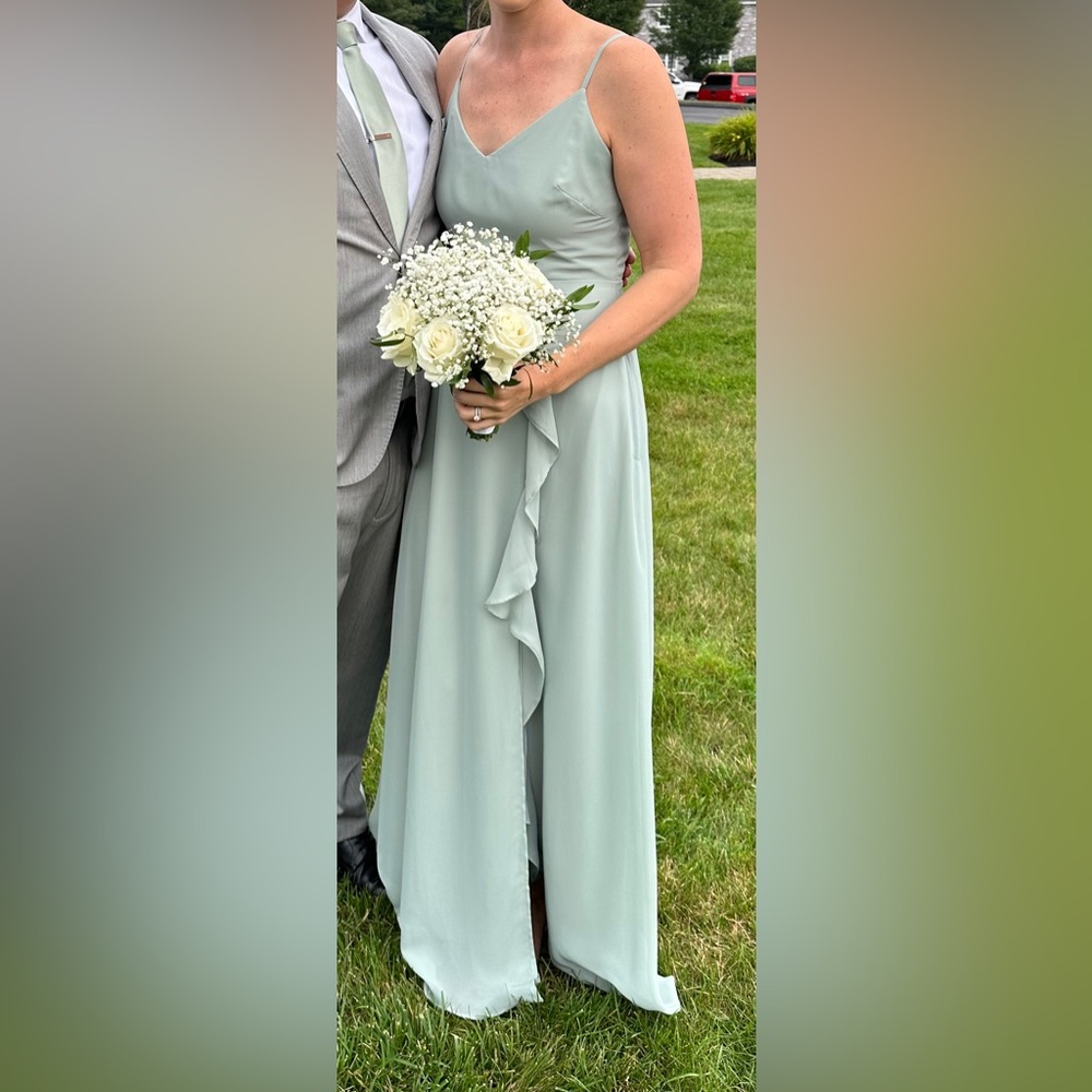 Birdie Grey Theresa Bridesmaids dress Sage Chiffon- size M